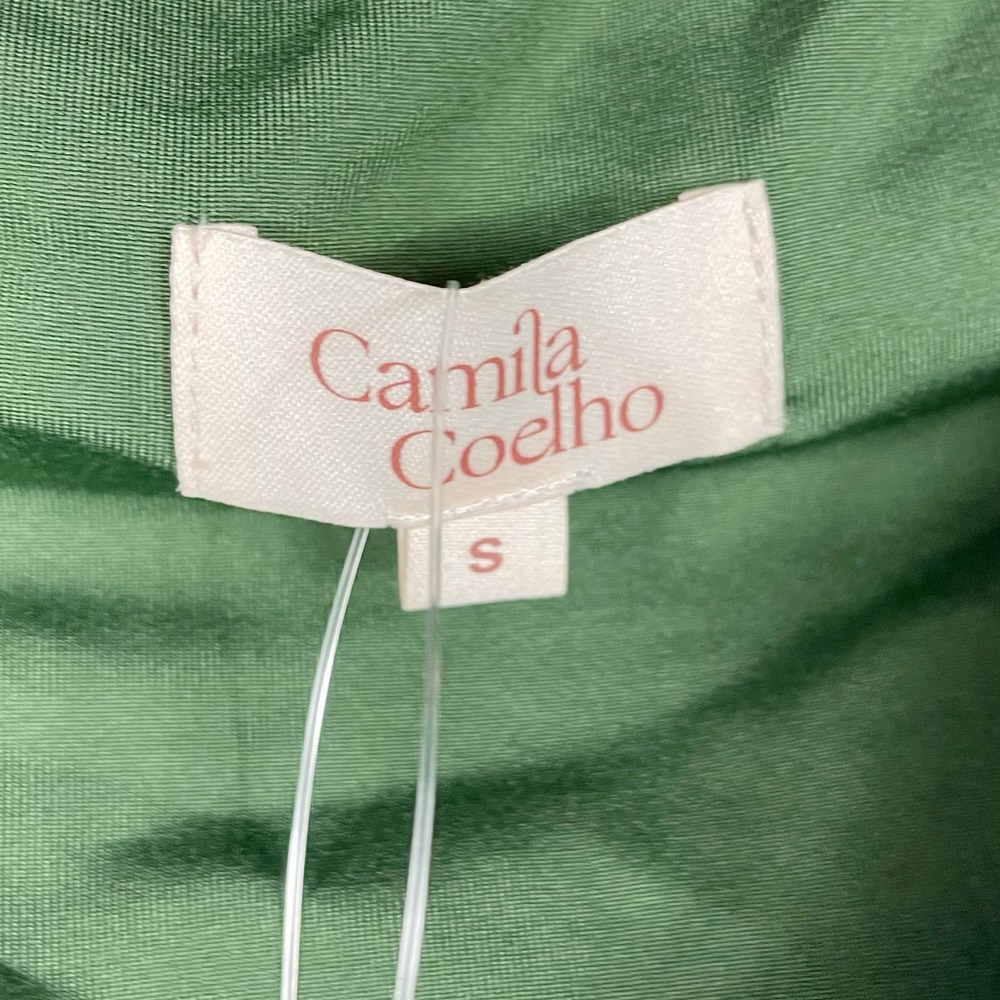 SOLD-Camila Coelho Maeve Midi Dress in Basil Green Sz S Jersey Stretch Side Slit - Picture 6 of 11